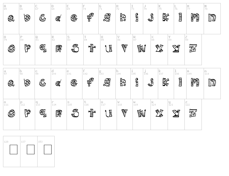 MTF Scribblie font map